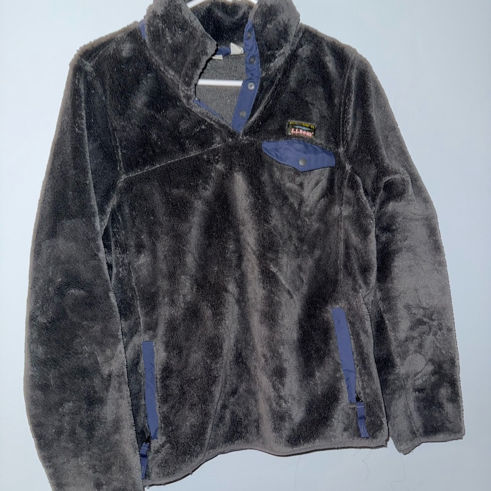 L.L. Bean Kids Fleece Jacket - Dark Gray and Blue